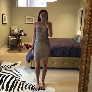 BCBG Sequin & Mesh Lavender Dress